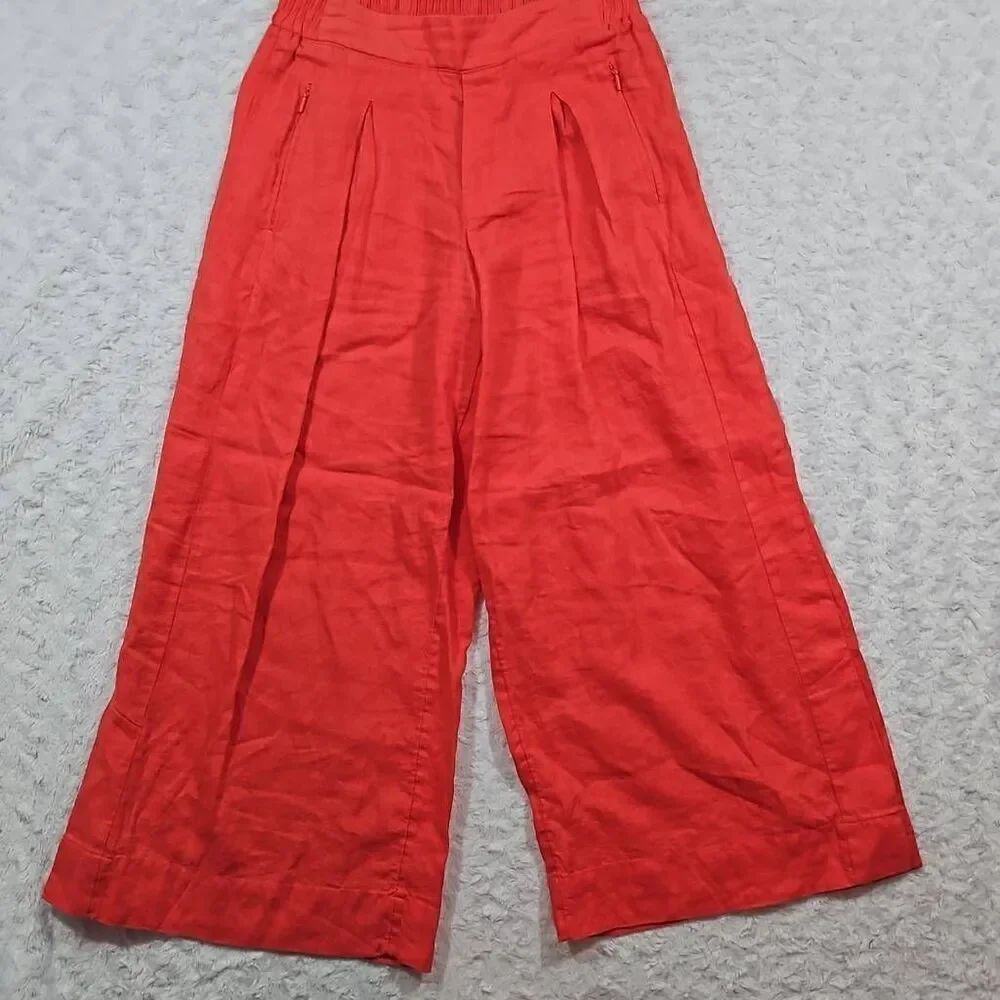 Athleta women's size 6 playa linen wide crop beachy 798591 Passion Fruit Coral